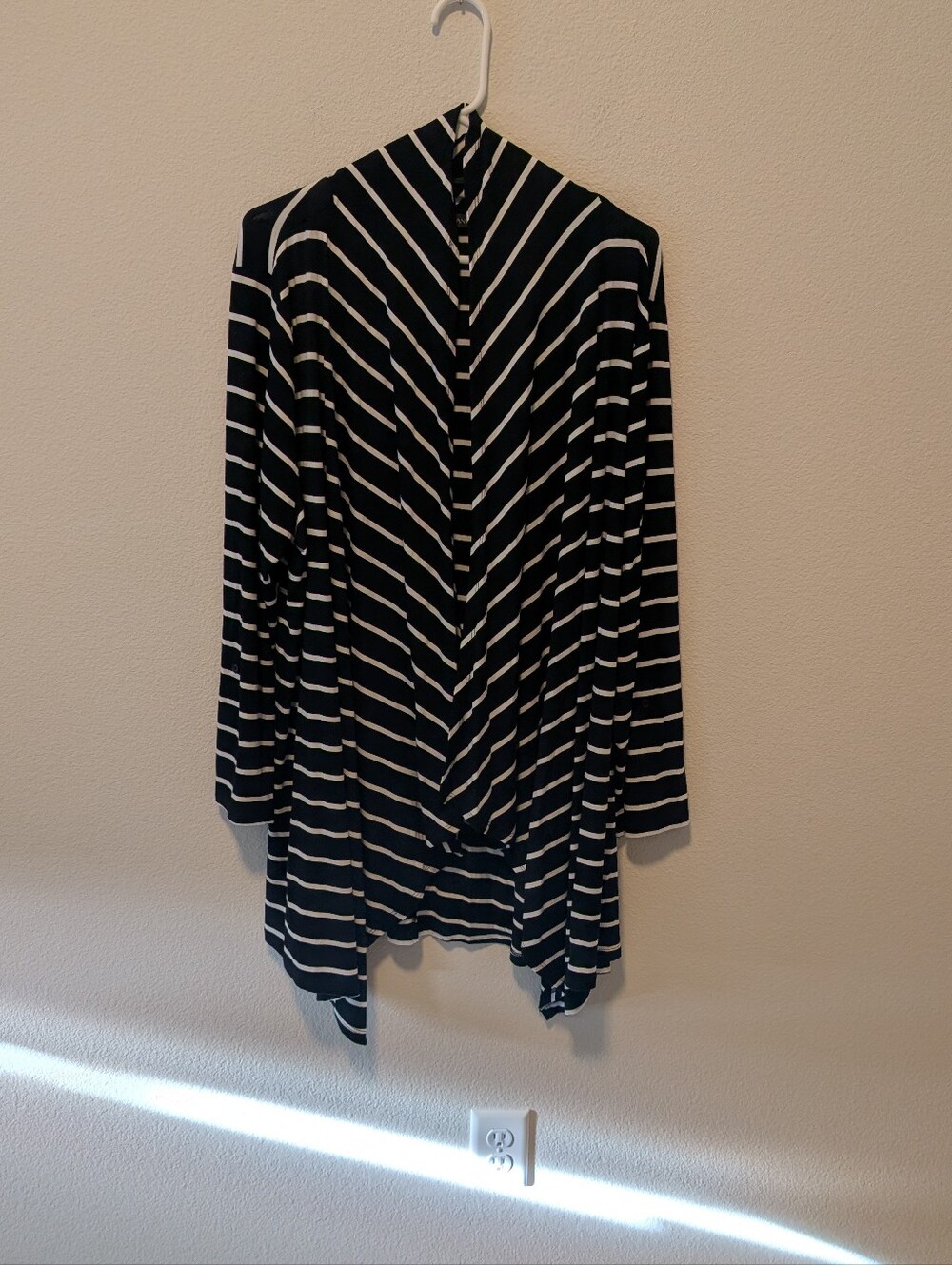 Lane Bryant Black and White Striped Open-Front Cardigan